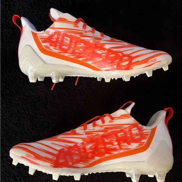 Adidas Adizero White/Orange Football Cleats Size 12.5